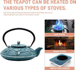 Load image into Gallery viewer, Cast Iron Teapot,SECHUDO Tea Kettle Coated with Enameled Interior for Loose Tea,Cast Iron Teapot with Stainless Steel Infuser for Stovetop Safe (27.1oz Flat Butterfly Pattern)