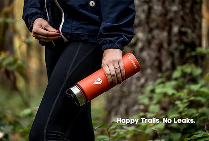 HYDRO CELL Stainless Steel Insulated Water Bottle with Straw - For Cold & Hot Drinks - Metal Vacuum Flask with Screw Cap and Modern Leakproof Sport Thermos for Adults (Mandarin 24oz)