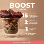 Load image into Gallery viewer, Laird Superfood Boost Coffee, Medium Roast Ground Beans Infused with Functional Mushrooms, Vitamin D and Olive Leaf Powder, 12 oz. Bag