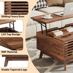 Load image into Gallery viewer, HAIOOU Lift Top Coffee Table, Mid Century Modern Coffee Table with Storage for Living Room, Walnut Coffee Tables with Sliding Fence Door, 35.4'' Rectangular Fluted Center Table (Brown)