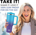 Load image into Gallery viewer, 40oz Tumbler with Handle | Insulated Stainless Steel Travel Mug | 34Hrs Cold &amp; 10Hrs Hot Retention | 100% Leakproof Lid &amp; Straw | Dishwasher Safe + Car Cup Holder Fit (Light Blue Violet Gradient)