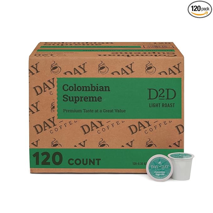 Day To Day 120-Count Colombian Supreme Light Roast Single Serve Coffee Pods for K-Cup Keurig Brewers