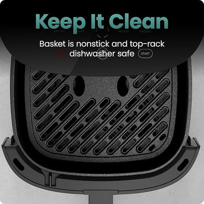 Chefman TurboX 4-in-1 Air Fryer, 5-Quart Airfryer for Extra Crispy Chicken, Fries, Wings, and More, Air Fry, Bake, Reheat, and Frozen Functions, Digital Touch Controls, Dishwasher Safe - Gray