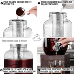 Load image into Gallery viewer, Zulay Kitchen 1 Gallon Cold Brew Coffee Maker – Thick Glass Pitcher with Stainless Steel Filter, Lid &amp; Spout – Large Mason Jar Container Dispenser - Iced Coffee &amp; Sun Tea Brewer for Fridge – Silver