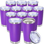 Load image into Gallery viewer, 20oz Tumbler Bulk Stainless Steel Tumbler Cup with Lid Vacuum Insulated Double Wall Travel Mug, Durable Powder Coated Travel Coffee Tumbler Mug for Hot &amp; Cold Drinks, Purple,12 Pack