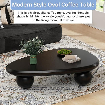 Cloud Coffee Table Modern Irregular Coffee Table Asymmetrical Unique Coffee Tables with 3 Bases for Living Room Farmhouse (F, 39")