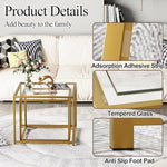 Load image into Gallery viewer, VILAWLENCE Coffee Table Set of 2, Modern Gold Glass Side Table, Metal Frame Square End Table, Center Tables, Nesting Coffee Table for Living Room, Bedroom and Small Spaces, 23.6in