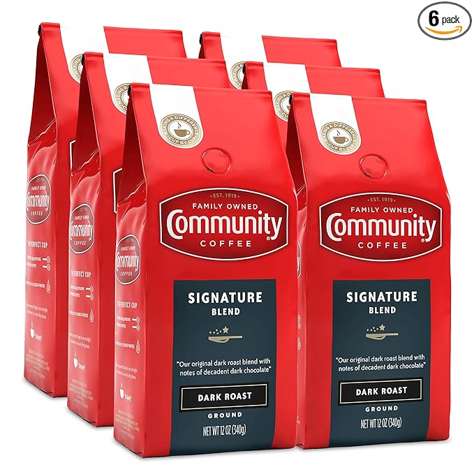 Community Coffee Community Coffee - Signature Blend Dark Roast - Premium Ground Coffee - 12 oz Bag (Pack Of 6), Signature Blend Dark, 72 oz (Pack of 6)