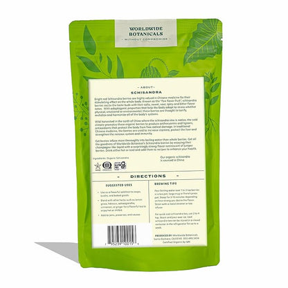 Worldwide Botanicals Organic Schisandra Berries, 1lb, tea cut for best infusion. 100% Schisandra chinesis AKA Five Flavor Fruit, Omija, Wu Wei Zi, Adaptogen Tea, 16 ounces