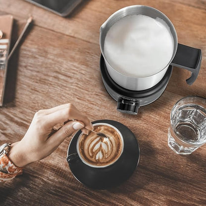 Milk Frother and Steamer, 500ml 4-in-1 Electric Foam Maker with Dial Control & LED Indicator, Hot & Cold Milk Frother, Non-Stick Stainless Steel, Silent, Easy to Clean, for Coffee, Latte, Cappuccino