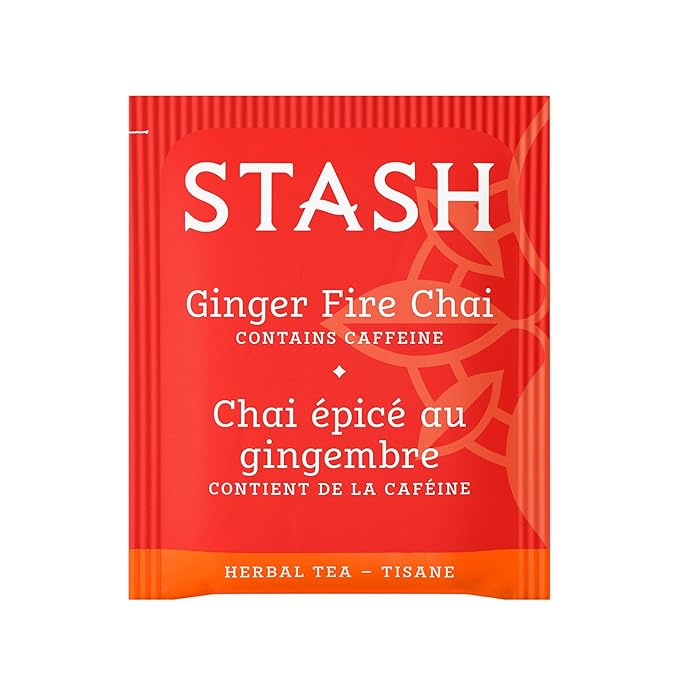 Stash Tea Ginger Fire Chai Herbal Tea - Caffeinated, Non-GMO Project Verified Premium Tea with No Artificial Ingredients, 100 Count (BULK PACKAGING)