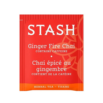 Stash Tea Ginger Fire Chai Herbal Tea - Caffeinated, Non-GMO Project Verified Premium Tea with No Artificial Ingredients, 100 Count (BULK PACKAGING)
