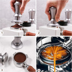 Load image into Gallery viewer, Espresso Tamper, Constant 30lb Coffee Tamper with double Calibrated Spring Loaded, Stainless Steel double spring loaded Coffee Tamper Fits for All Portafilters- Flat Base (51mm, SILVER)