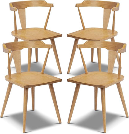 Poly & BARK Mid Century Modern Enzo Dining Chair Solid Oak Wood Set of 4