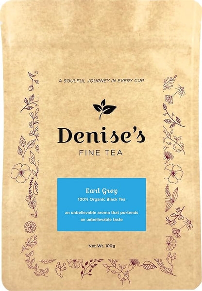 Denise's Fine Tea, USDA Organic, Earl Grey Black Tea, Loose Leaf (100g)