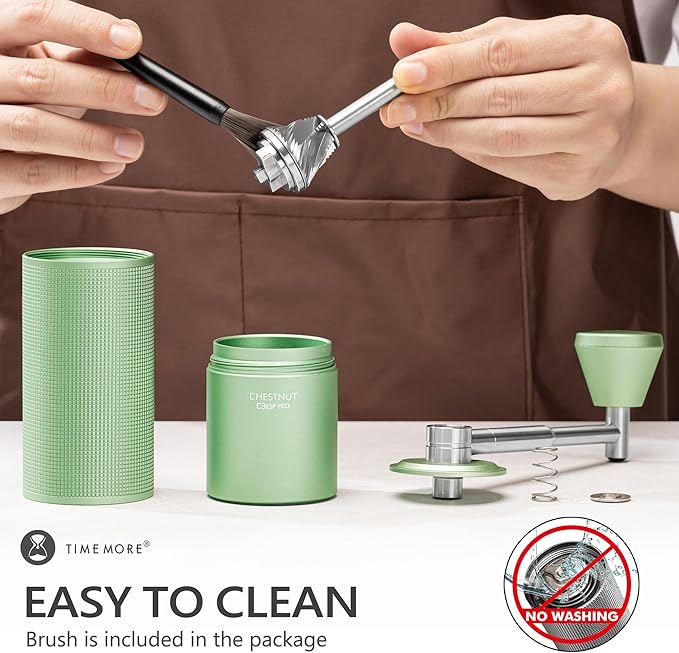 TIMEMORE Manual Coffee Grinder Chestnut C3 ESP Pro, Hand Coffee Grinder, Stainless Steel S2C Conical Burr Coffee Grinder with Foldable Handle, Adjustable Grind Setting for Espresso - Green