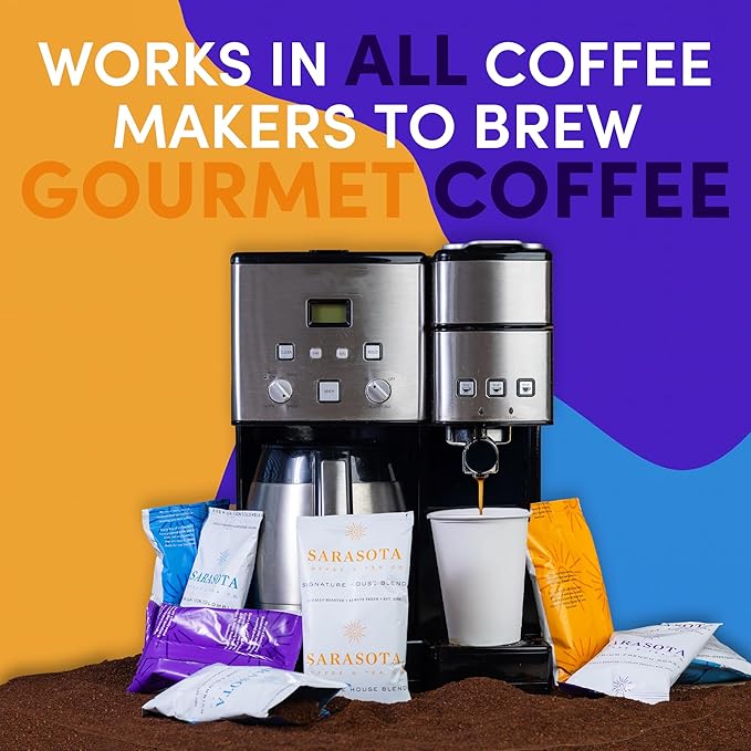 Coffee Packets & Coffee Packs Bulk Ground – Medium, Colombian & Dark Roast Variety Sampler, 1.75oz Pre-Measured Bags for 12-Cup Brewers, 100 Count