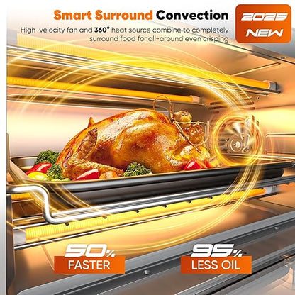 Nuwave Bravo Pro Convection Air Fryer Toaster Oven Combo, 2025 New and Improved, 10-in-1, 50°-450°F Temp Controls, Quick & Even Crisp Technology, 21Qt Capacity, Vanilla Cream, PFAS Free