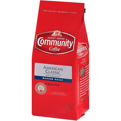 Community Coffee American Classic, 72 Ounces Ground Coffee, Medium Roast, 12 Ounce Bag (Pack of 6)