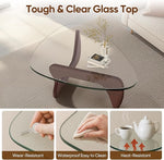 Load image into Gallery viewer, Noguchi Table Triangle Glass Coffee Table Vintage Glass End Table, Solid Wood Base and Triangle Clear Glass Top Modern End Table for Living Room, Patio, Study, Dark Walnut