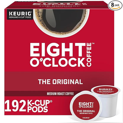 Eight O Clock, The Original, Single-Serve Keurig K-Cup Pods, Medium Roast Coffee, 192 Count (8 Boxes of 24 Pods)