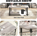 Load image into Gallery viewer, FOLUBAN Rustic Coffee Table, Modern Wood Center Table for Living Room, Industrial 2 Tier Rectangle Low Cocktail Tea Table with Storage Shelf, Light Grey