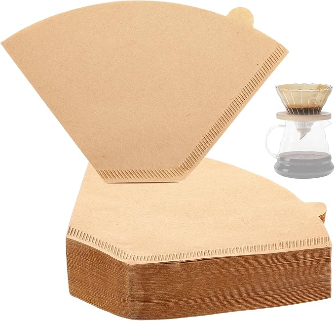 400 Pcs Natural Coffee Filters, Unbleached Cone Filters #4 Cone Paper Coffee Filter 8-12 Cup, 4 Filter Fits for Pour Over and Drip Coffees Maker Chemical-Free Paper for Home, Travel, Office Use