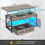 Load image into Gallery viewer, Itaar 40" Lift Top Coffee Table, 4 in 1 Coffee Tables with Storage Cabinet for Living Room, Small Farmhouse Coffee Table with 2 Fabric Drawers &amp; LED Light for Dining Room, Grey