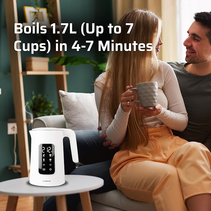Epsilon LCD Electric Kettle 1100W - 1.7L Hot Water Tea Kettle with Digital Display, Temperature Control, Fast Boil, BPA-Free Electric Teapot with Auto Shut-Off & Boil Dry Protection