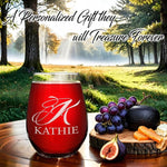 Load image into Gallery viewer, Personalized Wine Glass Script Monogram Initial and Name Engraved 17 oz Stemless Customized Red White Wine Glass Gift for Women