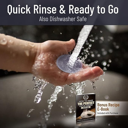 Reusable Filter Set by Slimm Filter - 2 Piece, Stainless Steel Metal - 2x Mesh Metal Filters For AeroPress Coffee & Espresso Maker, with Complimentary Recipe Book - Brew Barista-Grade Coffee At Home