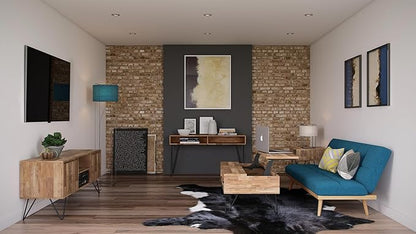 SIMPLIHOME Hunter Lift Top Coffee Table - 48 inch Wide Solid Mango Wood and Metal Industrial Cocktail Table in Natural, Functional Living Room Table with 2 Storage Cubbies and Hairpin Legs