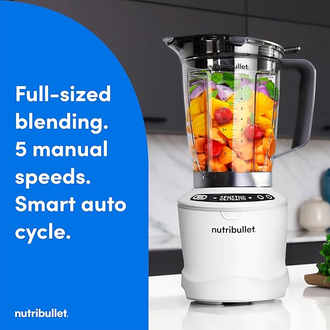 nutribullet SmartSense 5-speed, full-size blender, 1400 Watt- Matte White