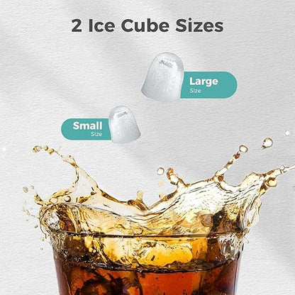 Kismile Ice Makers Countertop with Handle,9 Cubes in 6 Mins,26Lbs/24H,Portable Ice Machine with Self-Cleaning for Home(Grey)