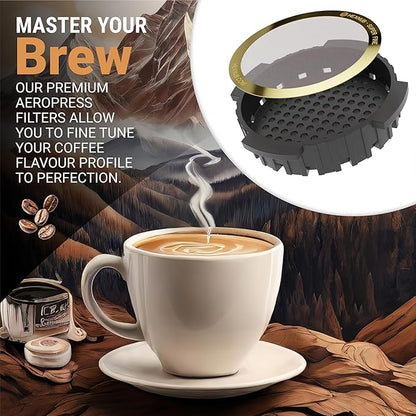 HEXNUB - Reusable Metal Filter for AeroPress Coffee Maker, Stainless Steel Filter Fits AeroPress Original & Go Coffee Press, Fuller Bodied Coffee Than Paper Filters - GOLD MESH