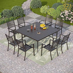 Load image into Gallery viewer, PHI VILLA Outdoor Dining Chairs Set of 2, Stackable Black Metal Wrought Iron Chairs, All Weather Dining Furniture for Patio, Deck, Proch, Backyard