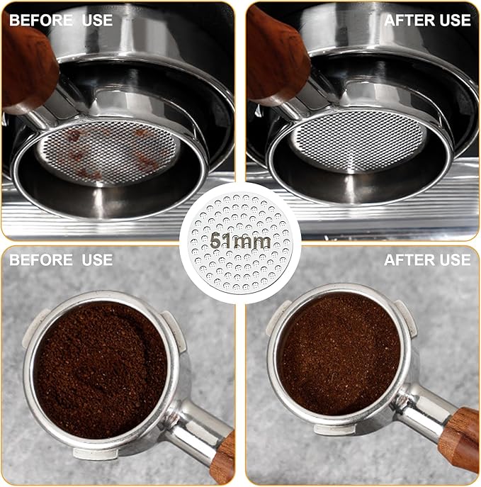 51mm Espresso Accessories Kit,Wdt Tool Espresso,Solid Espresso Tamper,Dosing Funnel and Coffee Puck Screen,Silicone Tamper Mat,0.4mm Stainless Steel 6pin Espresso Stirrer,Barista Tools Espresso Kit