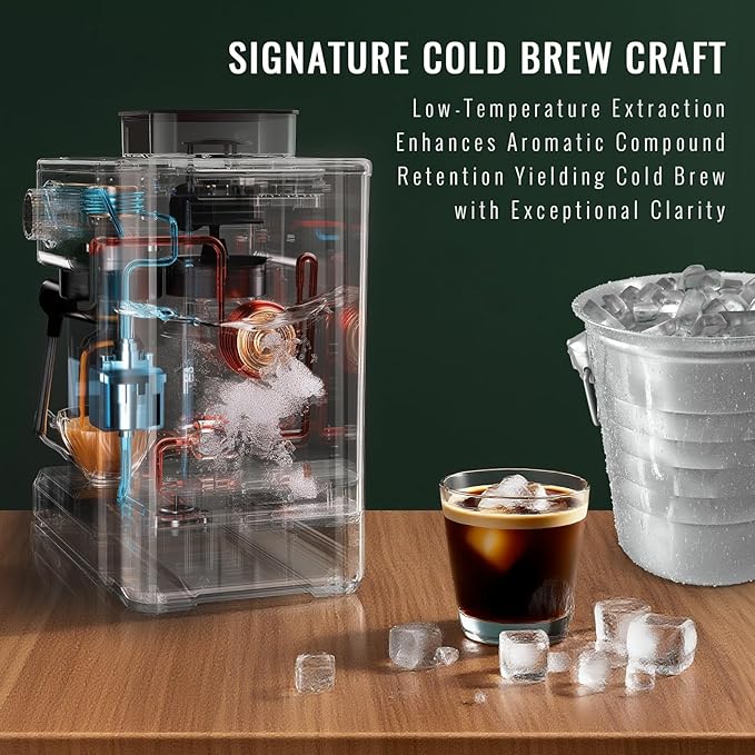 TENKER Espresso Machine with Grinder, 20 Bar Coffee Machine with Milk Frother for Home, All-in-One Stainless Steel Coffee Maker to Make Latte, Cappuccino, Hot or Cold Brew Iced Coffee, Americano