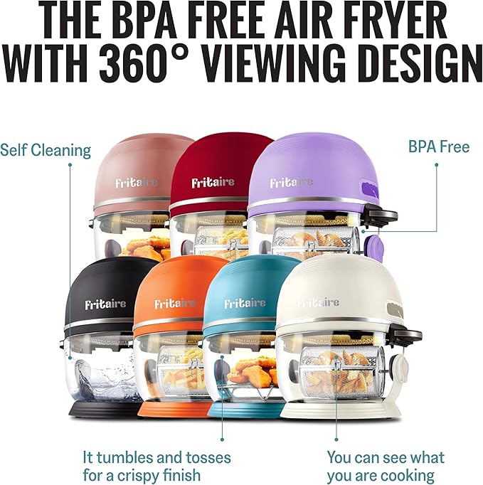 Non Toxic Air Fryer™ - Glass AirFryer 5 Quart w/ 360 Visibility, Self-Cleaning, 400F Vortex Air Fryer for Even Cooking, BPA-Free Teflon Free, 6-in-1 Functions, Rotisserie, Roast, Bake, Sage