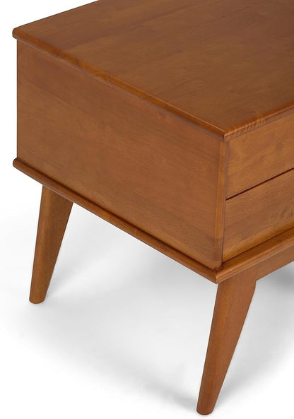 SIMPLIHOME Draper SOLID HARDWOOD 22 inch Wide Rectangle Mid Century Modern End Side Table in Teak Brown for the Living Room and Bedroom