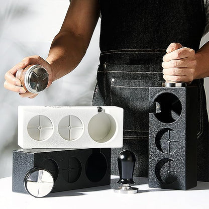 Espresso Tamping Station, ABS Plastic Black Portafilter Holder Espresso Coffee Equipment for Bar Home Office,Fit for 51mm 53mm(Accessories not Included)