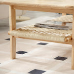 Load image into Gallery viewer, Kmax Coffee Table with Storage, Farmhouse Wood Living Room Tables Rectangular Center Table with Rope Woven/Rattan Storage Shelf for Living Room Reception - Natural Color