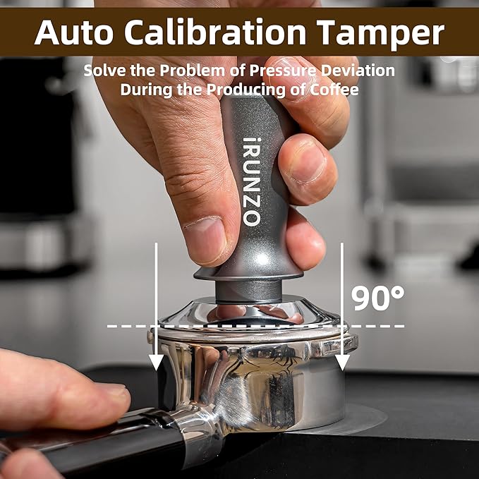 53mm Coffee Espresso Tamper，Premium Barista Coffee Press with Calibrated Spring Loaded WDT Tool，100% Stainless Steel Flat Base Tamper for Espresso Coffee Machine Fits