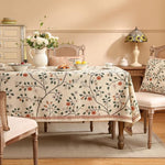 Load image into Gallery viewer, Designer Floral Small Square Tablecloth,French Linen Light Beige Indoor Table Cloth,Fall Wrinkle Resistant Decor Tablecloths for Dining Thanksgiving Kitchen Party,55"*55"-Flora A