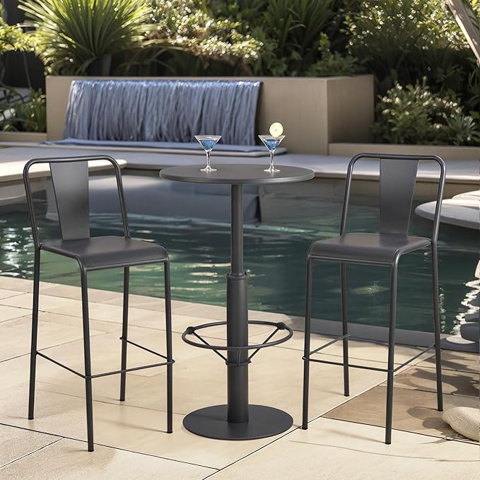 Retro Bar Table Industrial 41.3inch High Pub Table Modern Small Bistro Table for 2-3 People Metal Patio Table for Outdoor Indoor Minimalist Home Decor