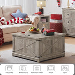 Load image into Gallery viewer, Farmhouse Coffee Table with Hidden Storage Organizer, Modern Square Large Center Table, Wood Farm House Low Rustic Light Oak Living Room Tables with Hinged Lift Top for Home, Office