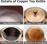 Load image into Gallery viewer, 50.7oz Elegant Chinese Style Copper Tea Kettle For Stovetop, Non-Coating Pure Copper Teapot with Stainless Steel Infuser For Loose Tea, Large and Solid Tea Pot(1500ml)