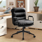 Load image into Gallery viewer, Furniliving Leather Home Desk Chair, Comfortable Executive Office Chair with Wheels, Ergonomic Computer Task Chair Adjustable Height, Black