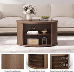 Load image into Gallery viewer, Lift Top Coffee Table with Storage,31.5”Mid Century Modern Round Center Table with Hidden Compartment,Fluted Small Dining Table for Living Room,Home Office,Walnut