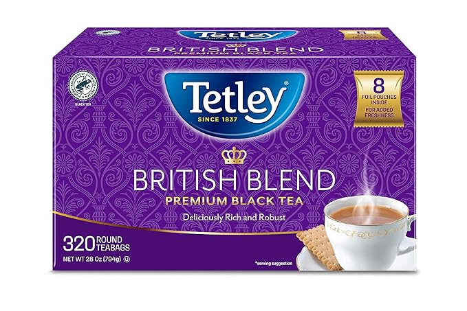 Tetley British Blend Premium Black Tea, 320 Teabags, Rainforest Alliance Certified